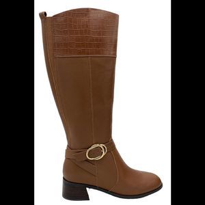 Marc Fisher Wide Calf Leather Tall Shaft Boots Hailin Cognac - Medium